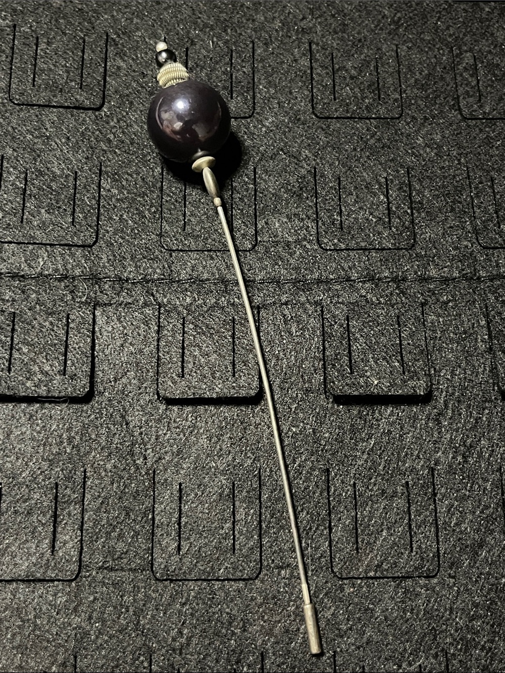 Black Beaded Hair Stick with Silver-Tone Accents
